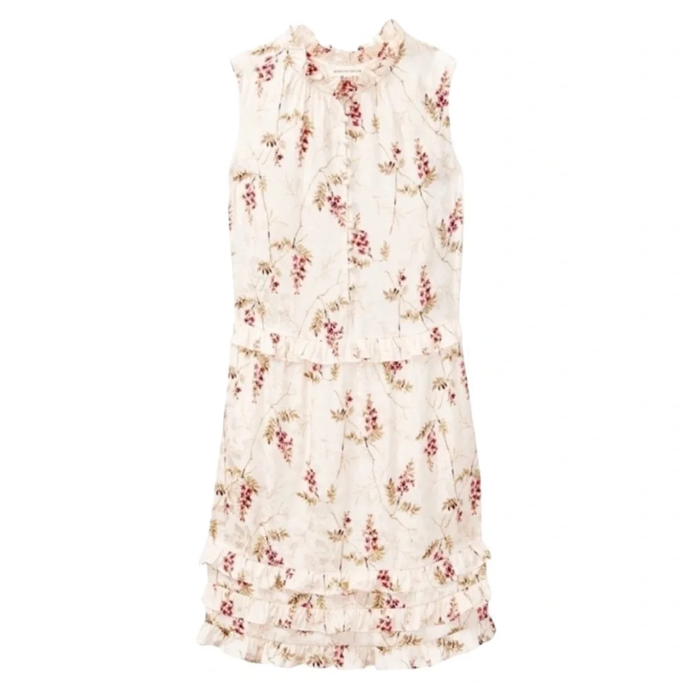 Rebecca Taylor Ivie Silk Floral Tiered Ruffle Shift Dress Women’s 8 NWT - Picture 4 of 16